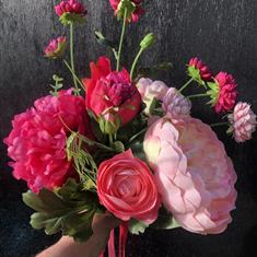 Faux Wedding Bouquet - Cerise